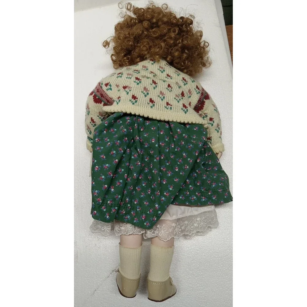 1992 Hamilton collection porcelain dolls Erin, Red hair, Green Dress,